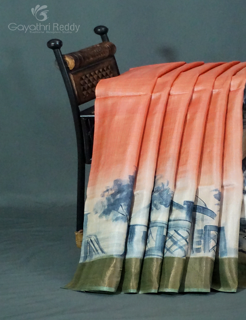 PURE DESI TUSSAR SILK HAND PAINTED-TS786