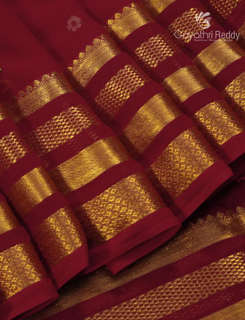 Chiffon Saree in Bridal Red