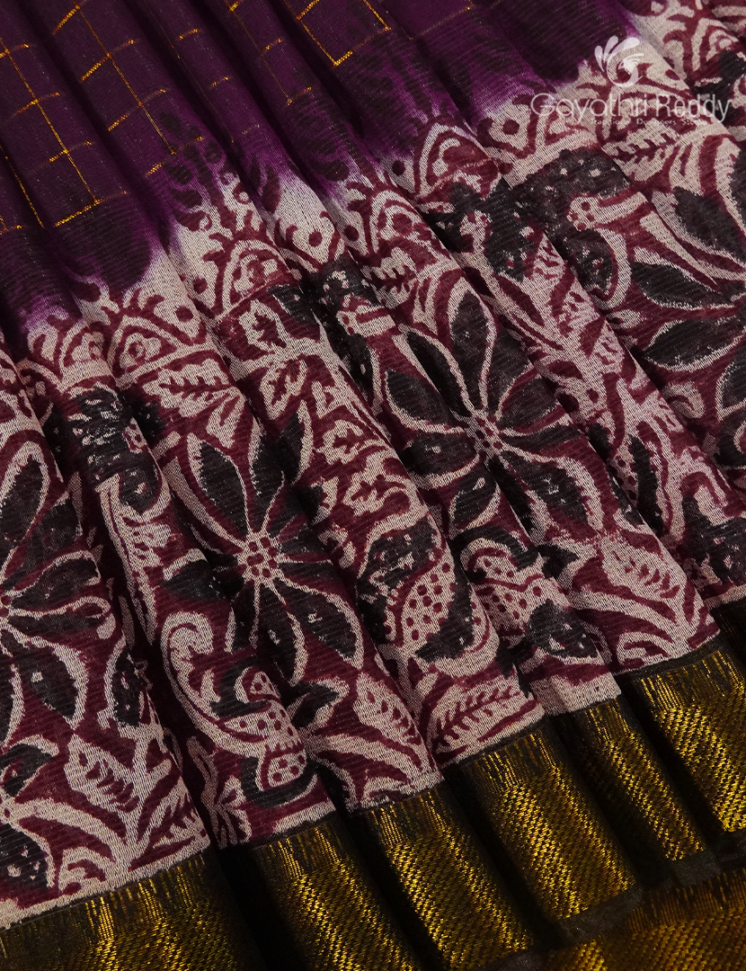 Mangalgiri Kalamkari Saree in Deep Plum