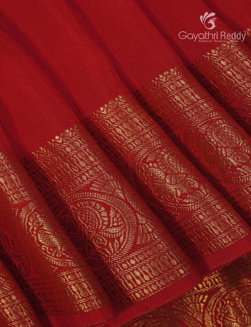 Semi Mysore Crepe Saree in Red