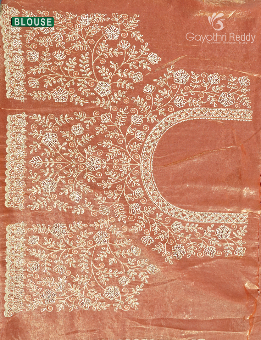 Tissue Fancy Saree in Pastel Peach