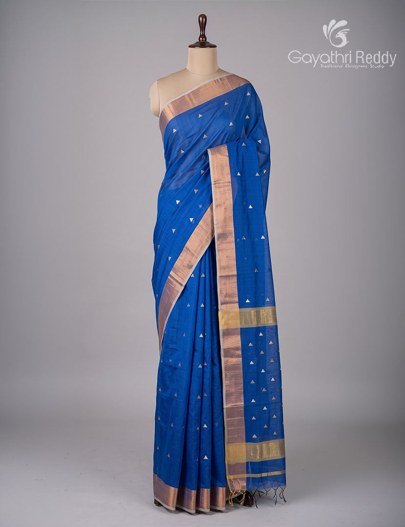 Pure Chanderi Sico Saree in Royal blue