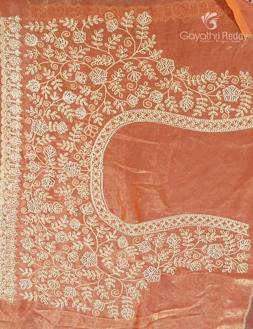 Tissue Fancy Saree in Pastel Peach