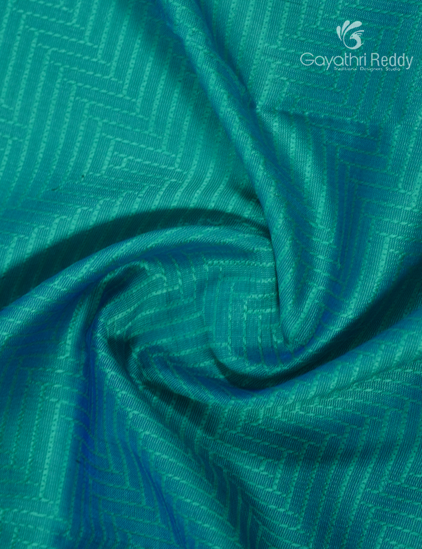 Semi Katan Silk Saree in Teal and Red