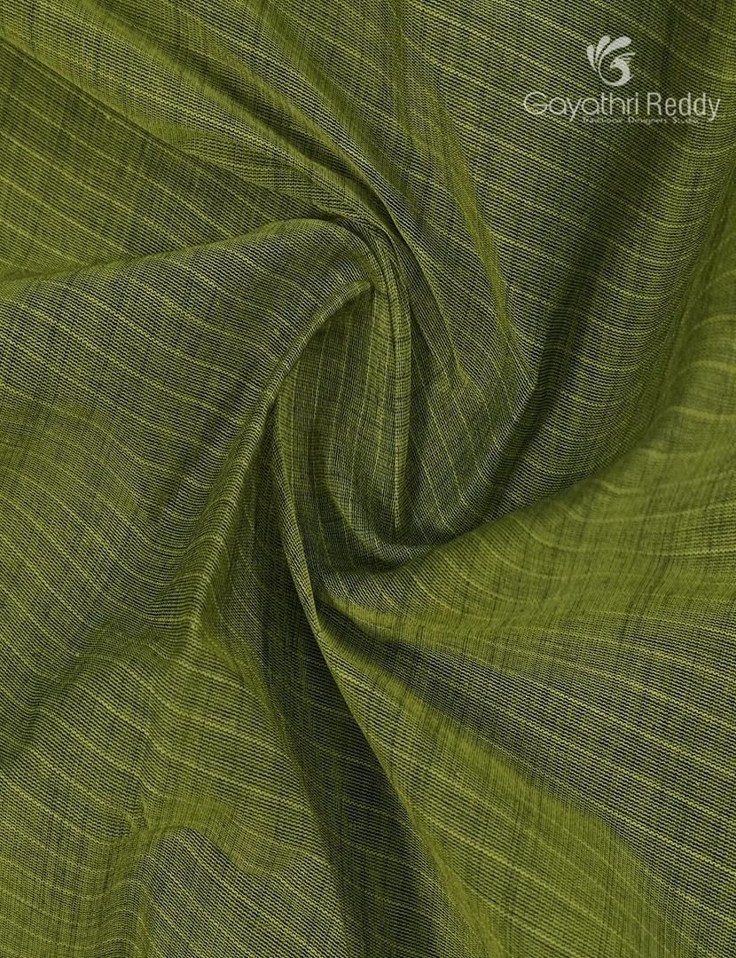 Pure Handloom Cotton Saree in Mehendi Green