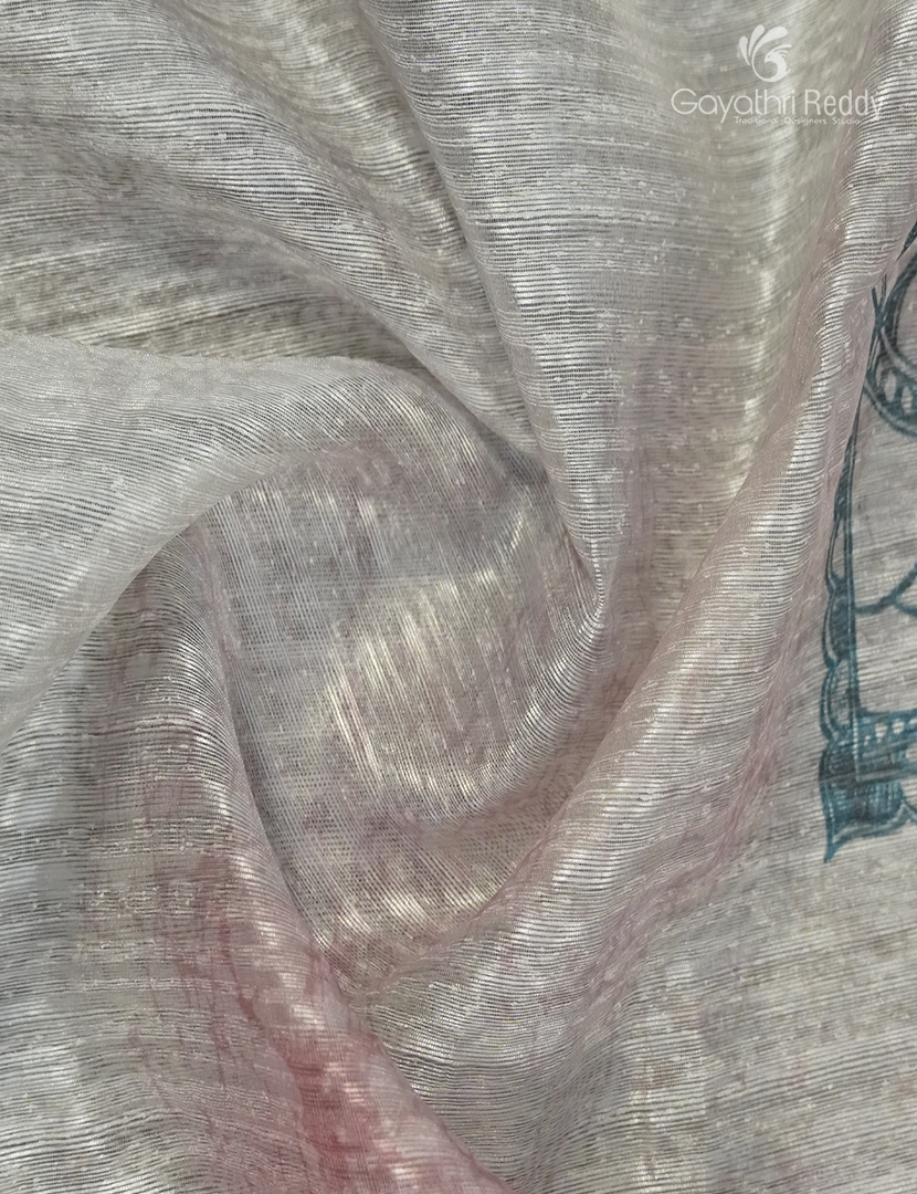 Pure Linen Saree in Baby Pink