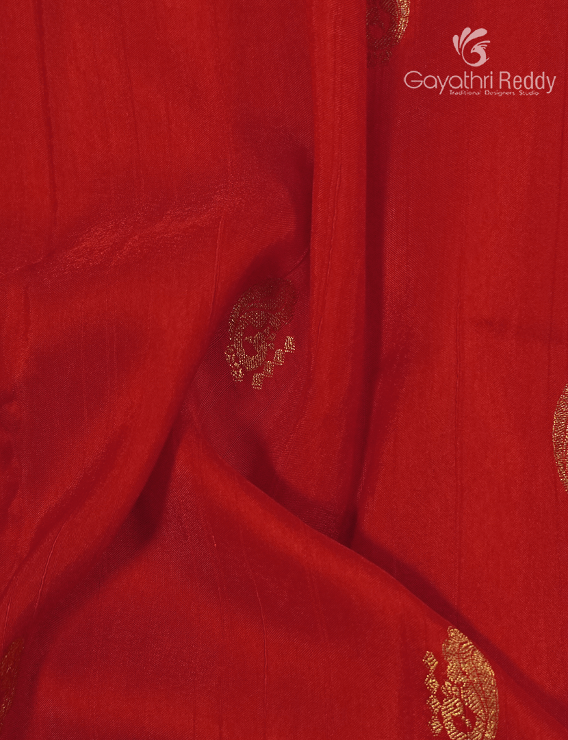Semi Mysore Crepe Saree in Red
