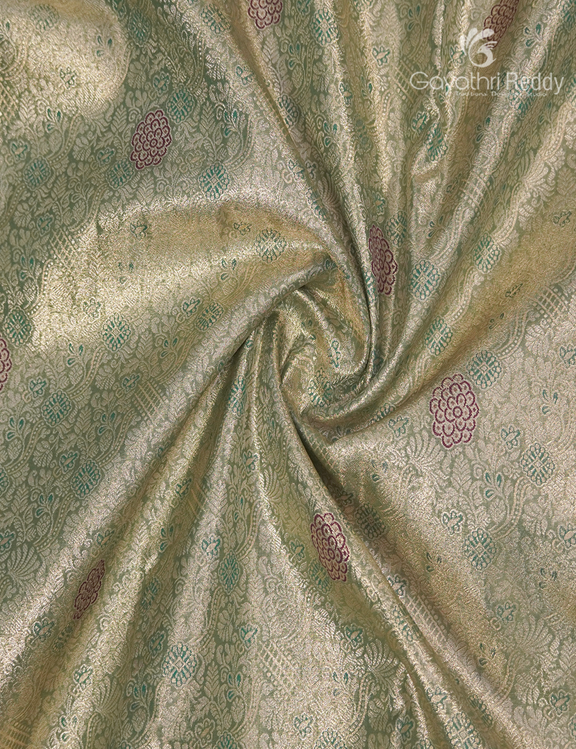 Semi Kanchipuram Silk Saree in Sea Grey and Wine