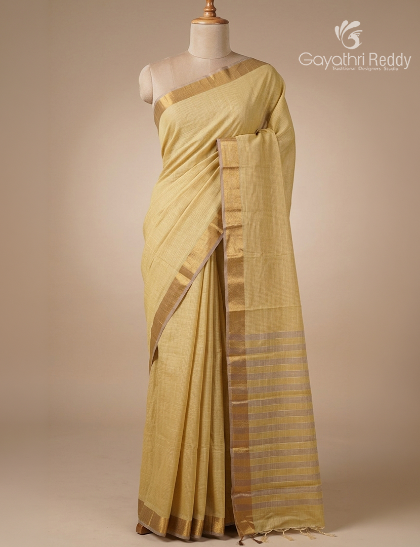 Pure Kanchi Cotton Saree in Pastel Dry Mehendi