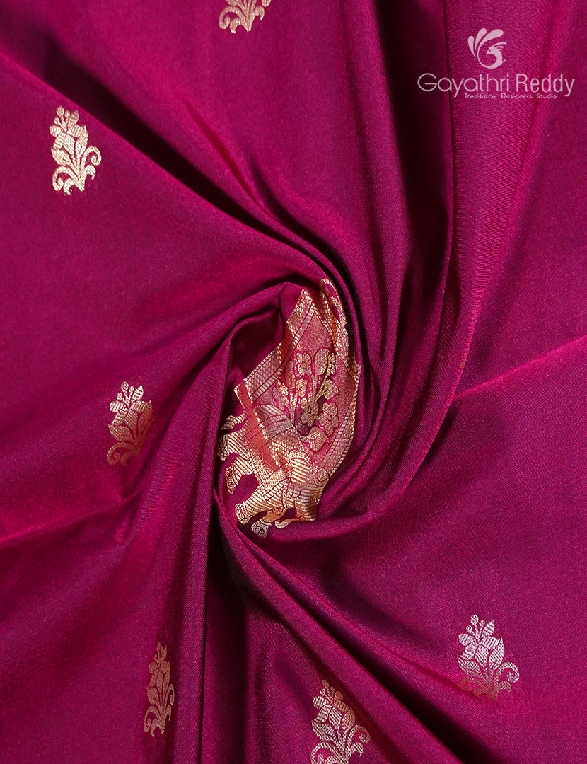Soft Silk Saree in Deep Magenta Pink and Yellow