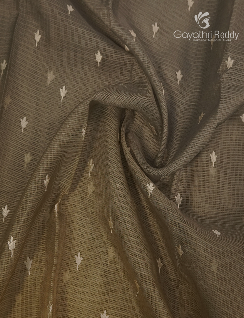Silk Kota Saree in Light Grey and Light Mustard