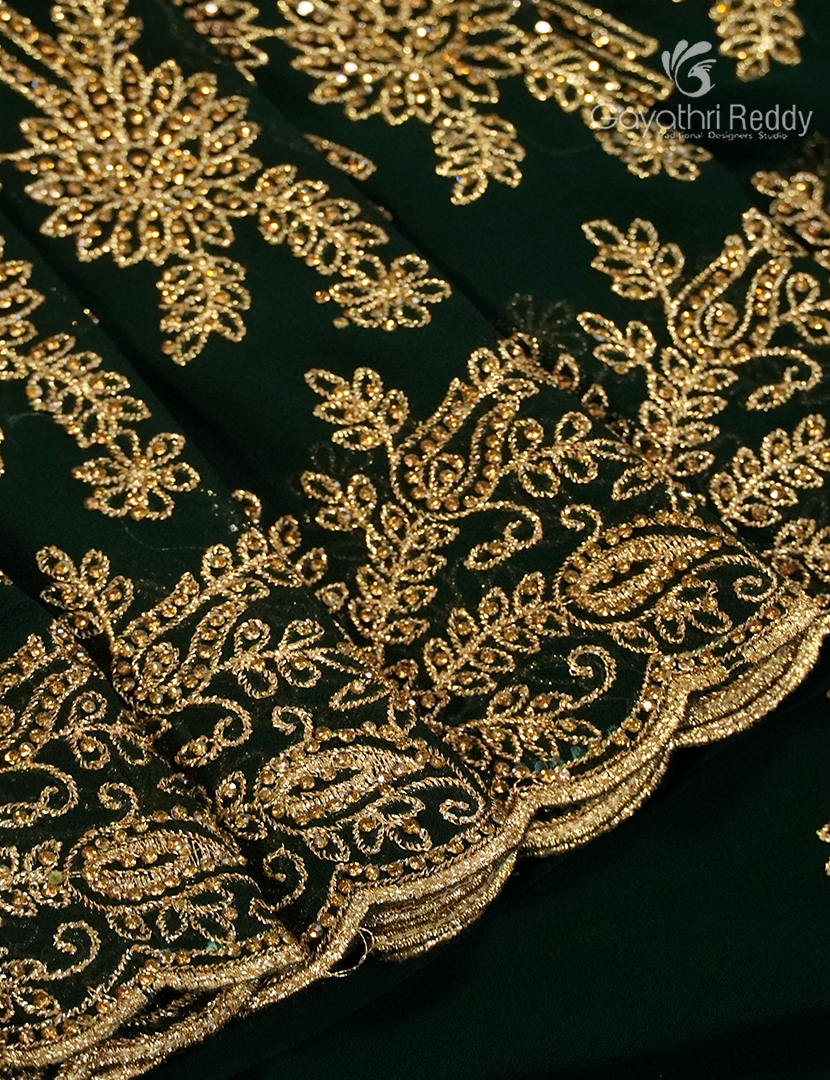 Georgette Fancy Saree in Deep Black