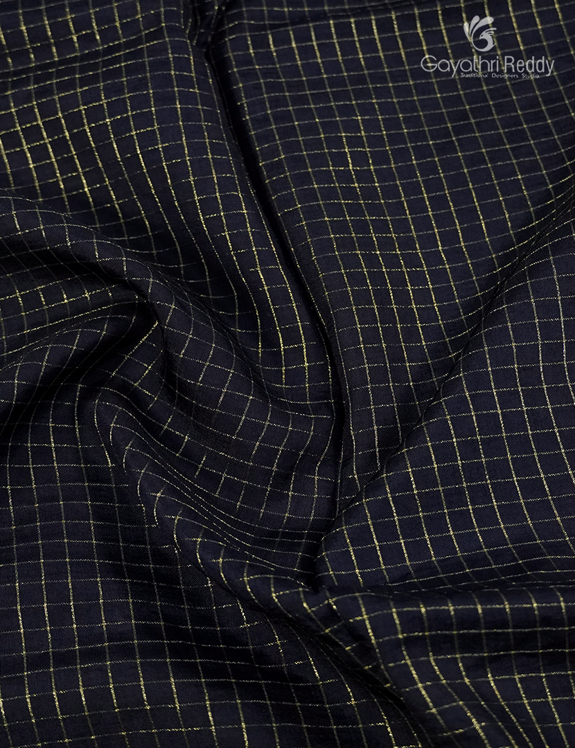 Semi Mysore Crepe Saree in Deep Navy Blue and Orange