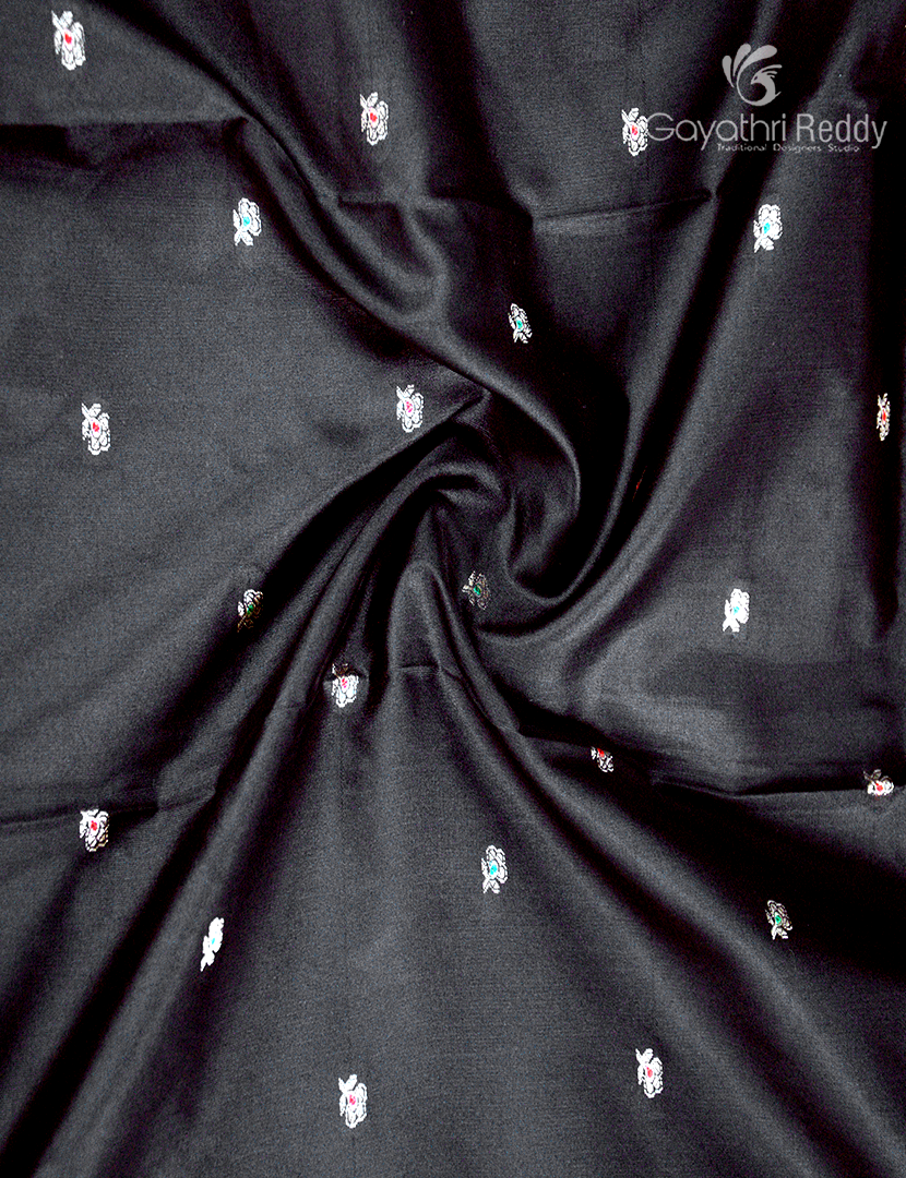 Semi Banaras Katan Silk Saree in Black