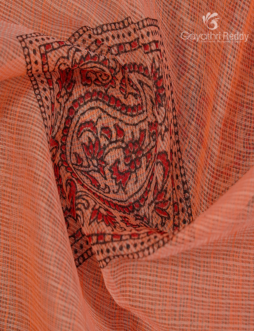 Kota Printed Saree in Pastel Peach