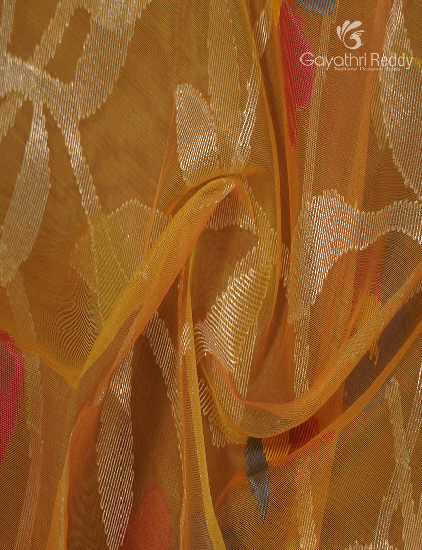 Pure Jamdani Kora Saree in Yellow