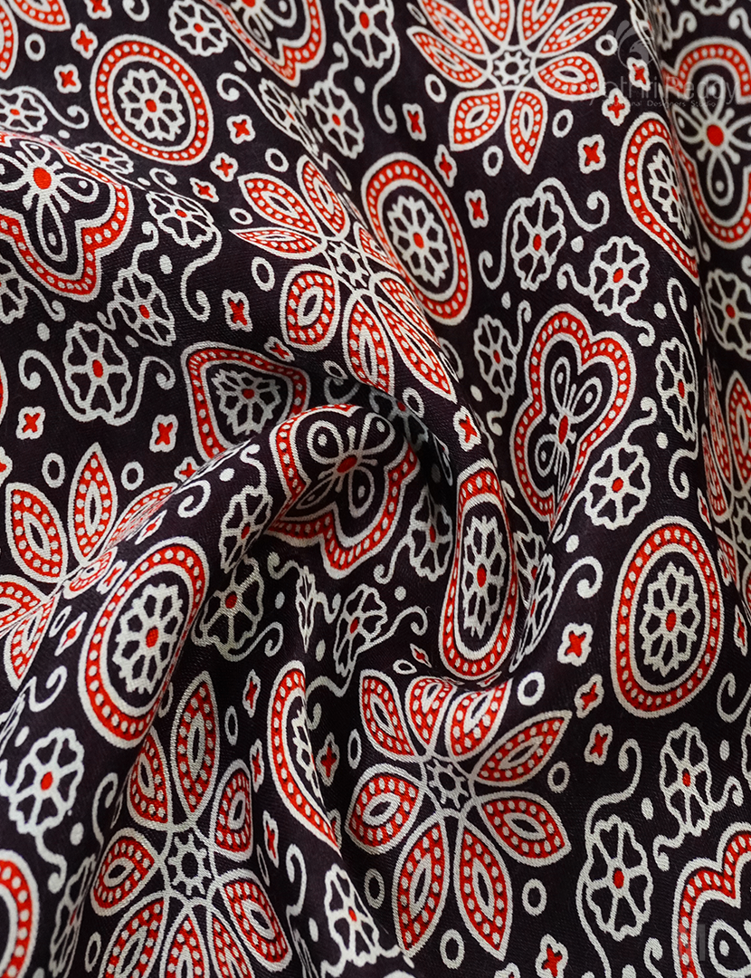 MODAL AJRAKH PRINT SAREE-PMS88