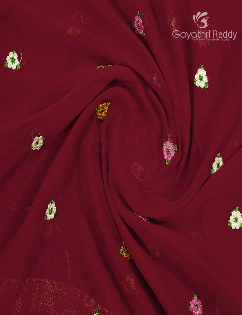 Chiffon Saree in Bridal Red