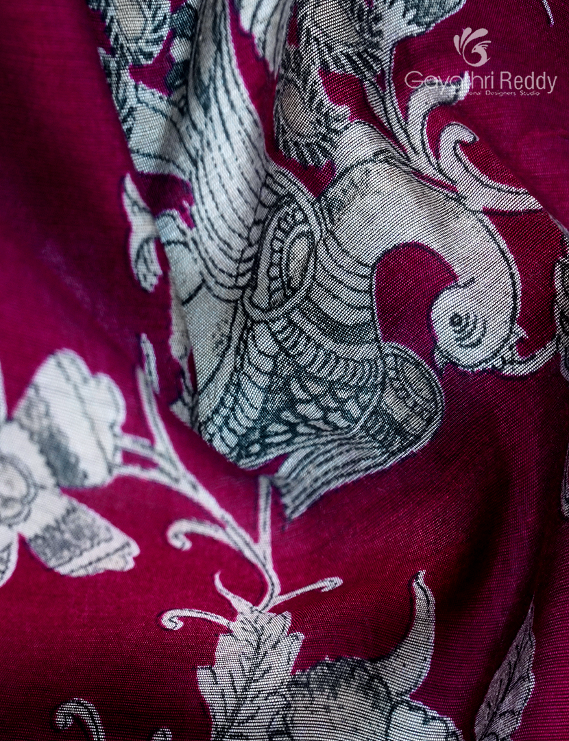 Vidharbha Sico Saree in Deep Pink and Deep Navy blue