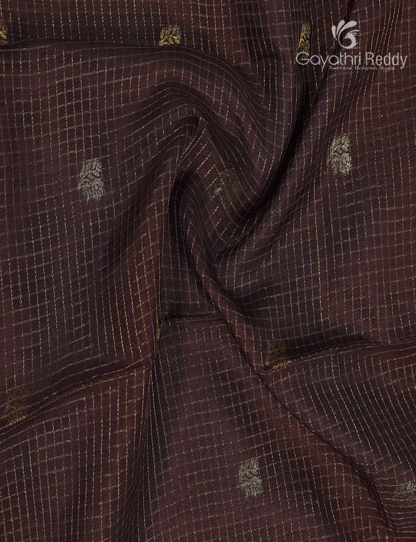 Semi Mysore Crepe Saree in Deep Brown