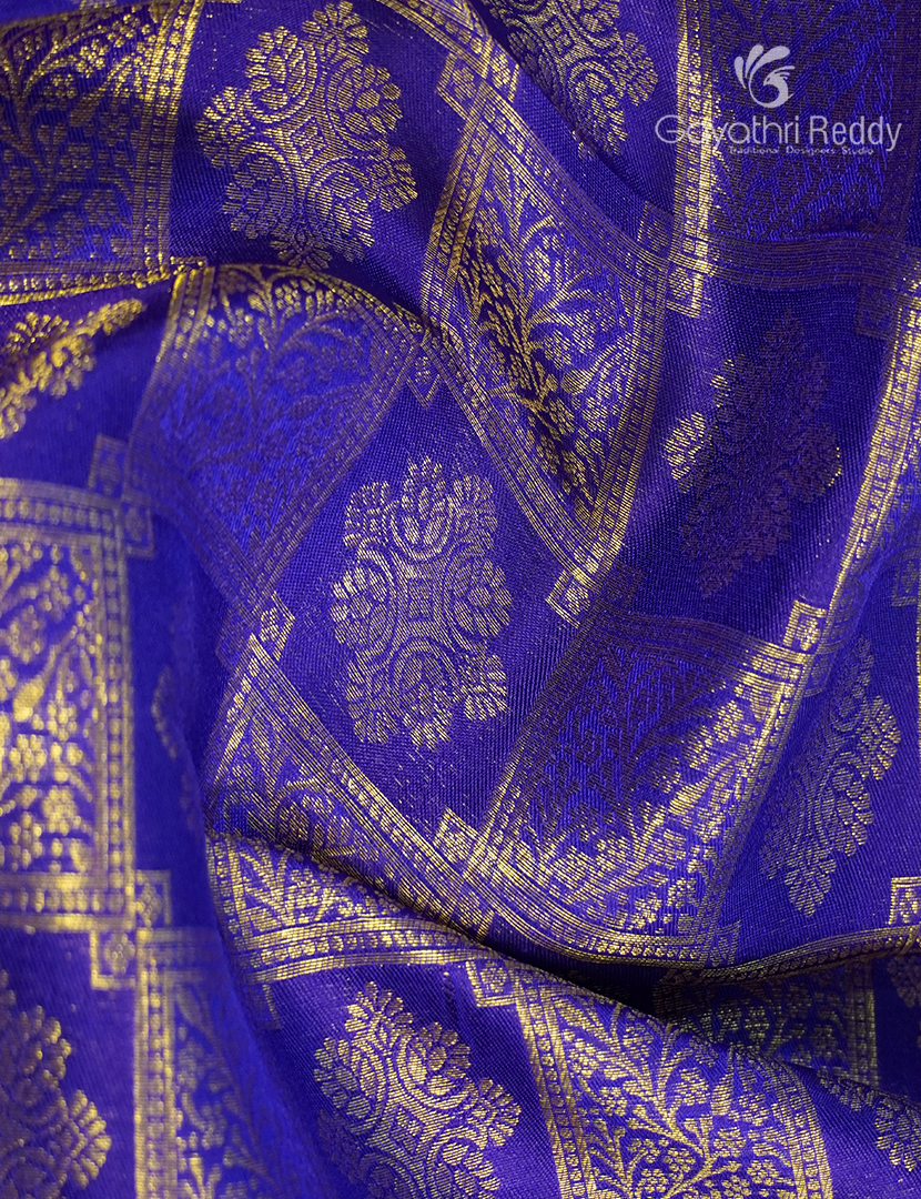 Pure Kanchipuram Silk Bridal Saree in Purple and Pink