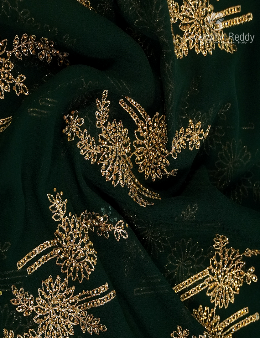 Georgette Fancy Saree in Deep Black