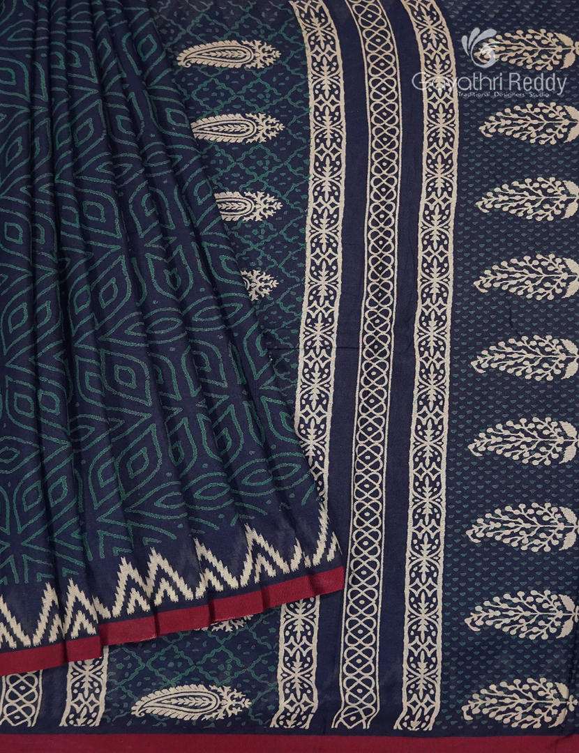 Vidharbha Cotton Saree in Indigo Blue