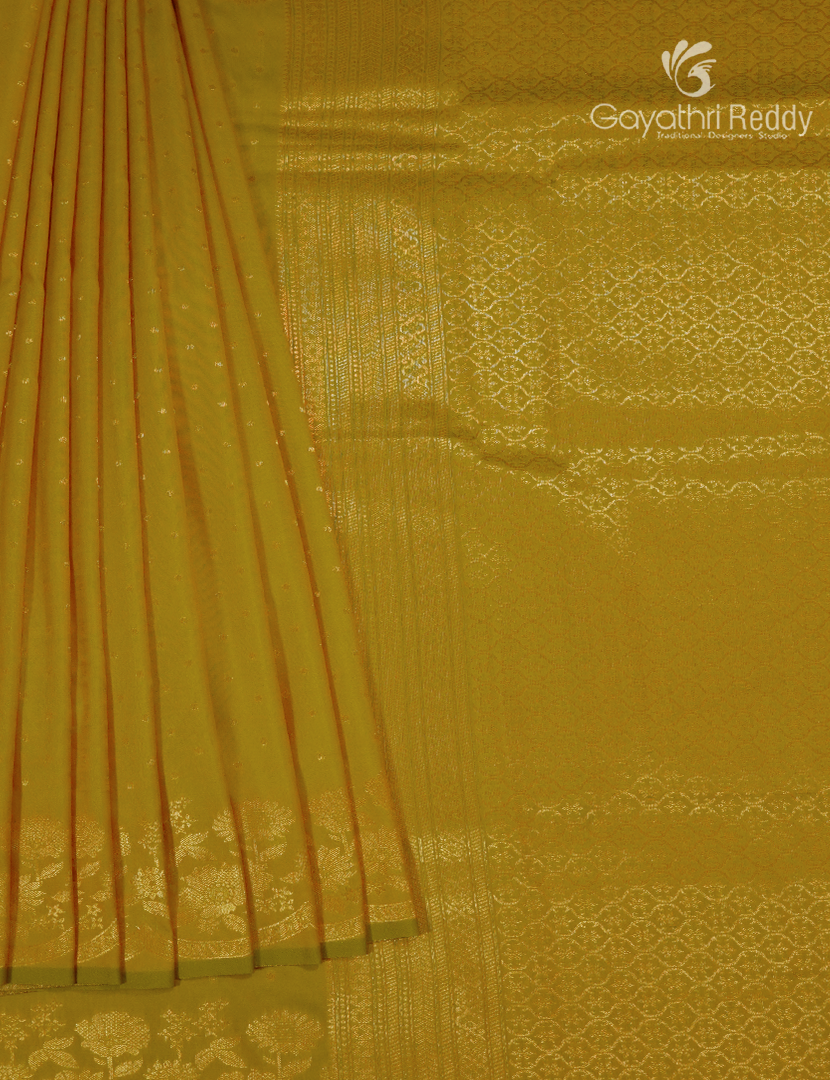 Semi Kanchipuram Art Silk Saree in Dry Mehendi