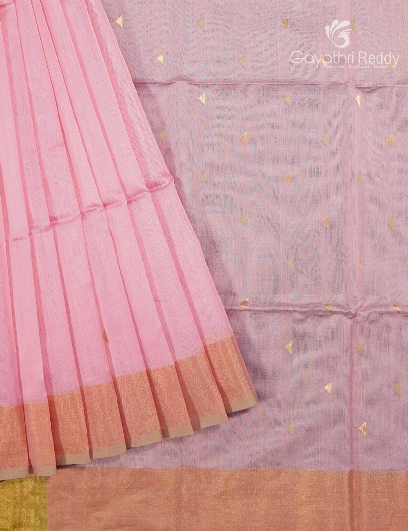 Pure Chanderi Sico Saree in Baby Pink