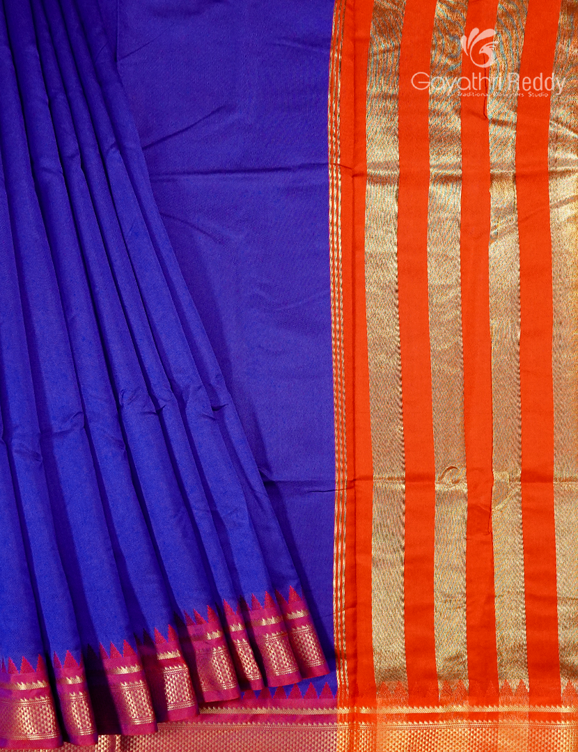 Semi Gadwal Saree in Royal Blue
