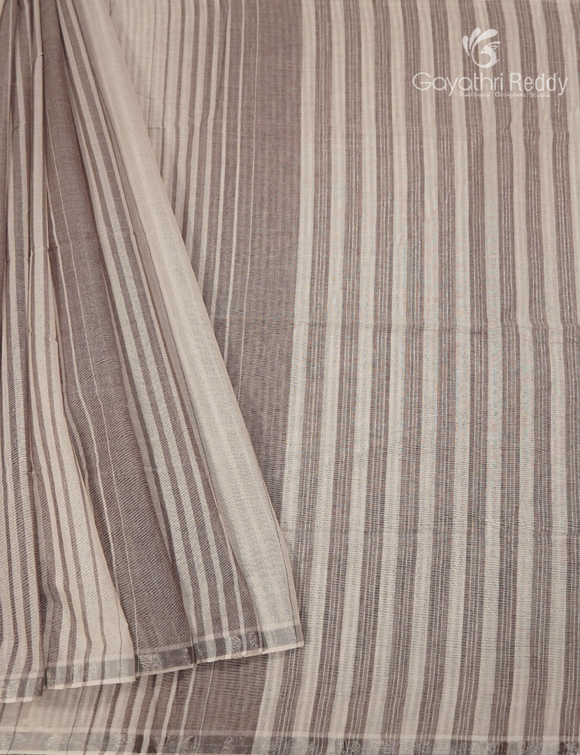 Pure Kanchi Cotton Saree in Cream and Grey