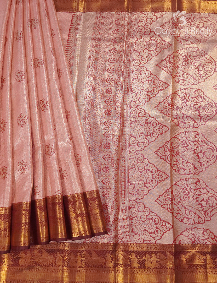 Semi Kanchipuram Silk Saree in Baby Pink
