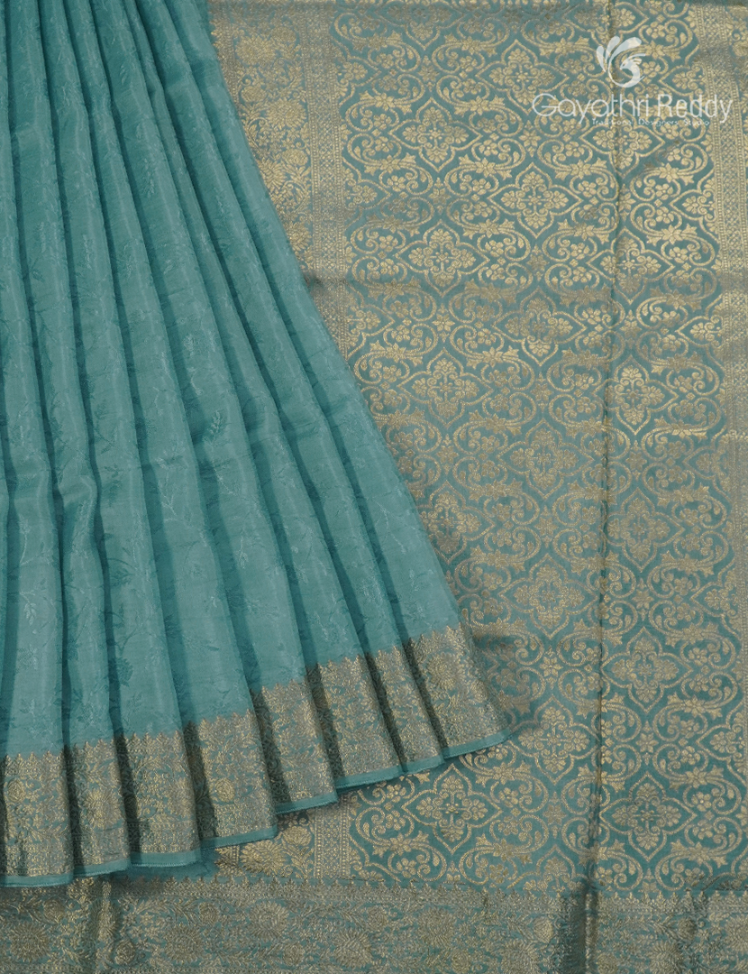 Semi Mysore Crepe Saree in Pastel Teal Blue