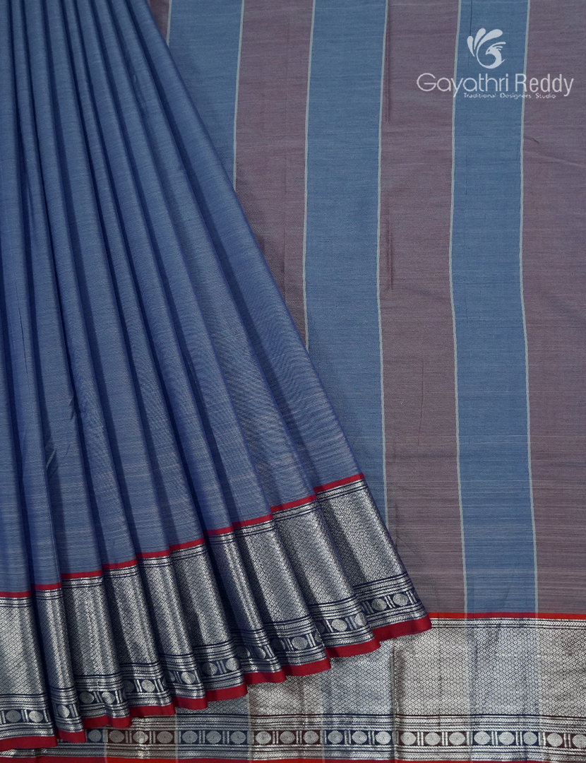 Pure Narayanpet Cotton Saree in Ash Grey