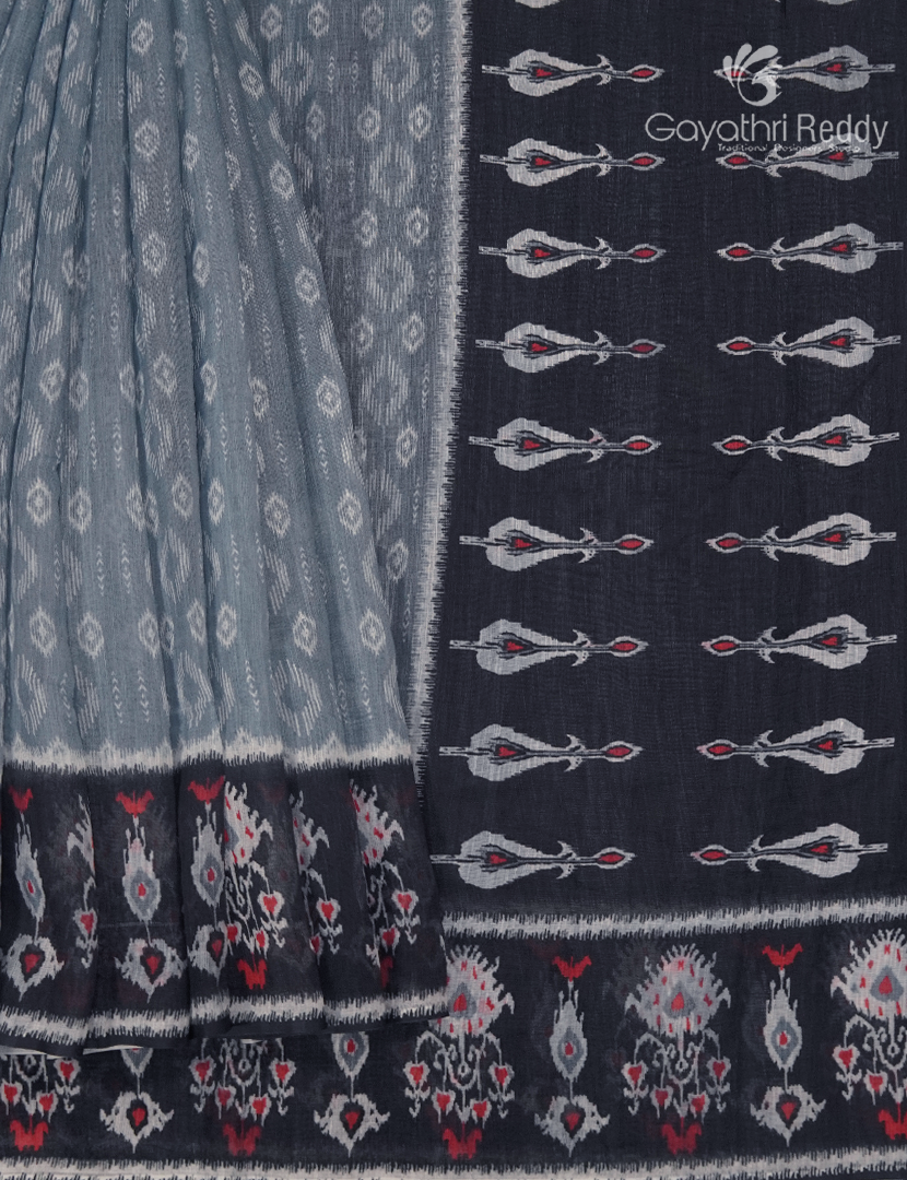 Linen Cotton Saree in Grey