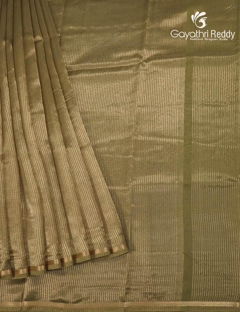 Pure Tissue Saree in Deep Mehendi Green
