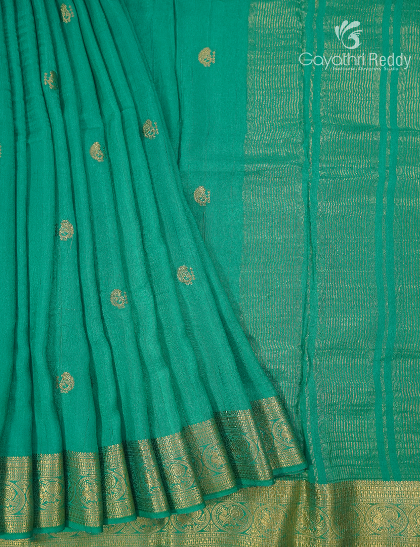 Semi Mysore Crepe Saree in Sea Foam Green