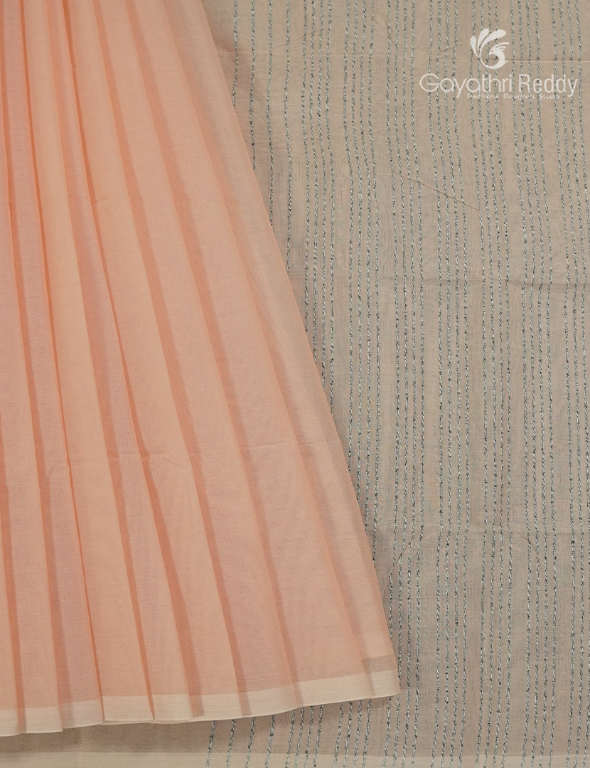 Pure Handloom Cotton Saree in Pastel Peach