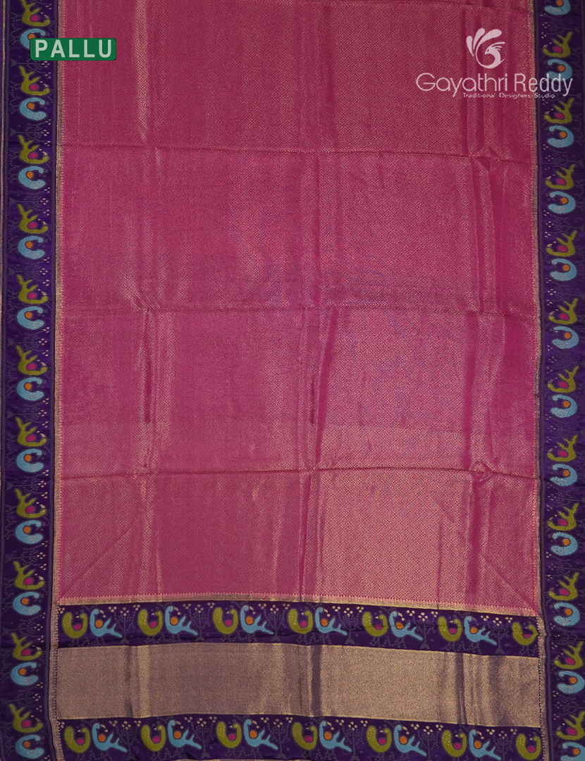Semi Mysore Silk Saree in Rose Pink and Navy Blue