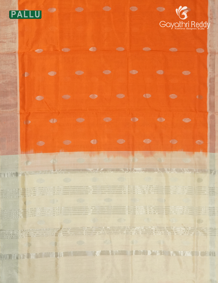 Pure Arani Sico Saree in Orange and Cream