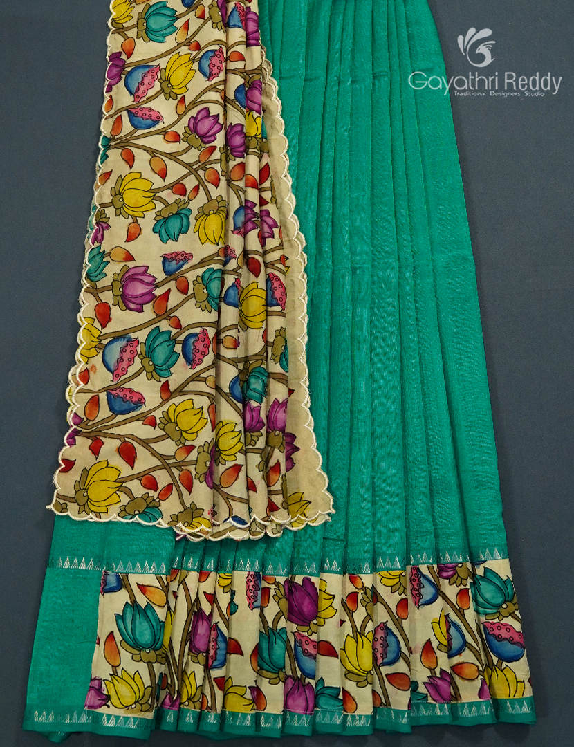 Pure Mangalagiri Langa Voni Set in Rama Green