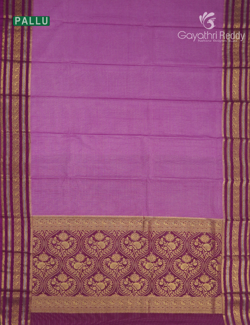 Semi Mysore Crepe Saree in Onion Pink and Burgundy
