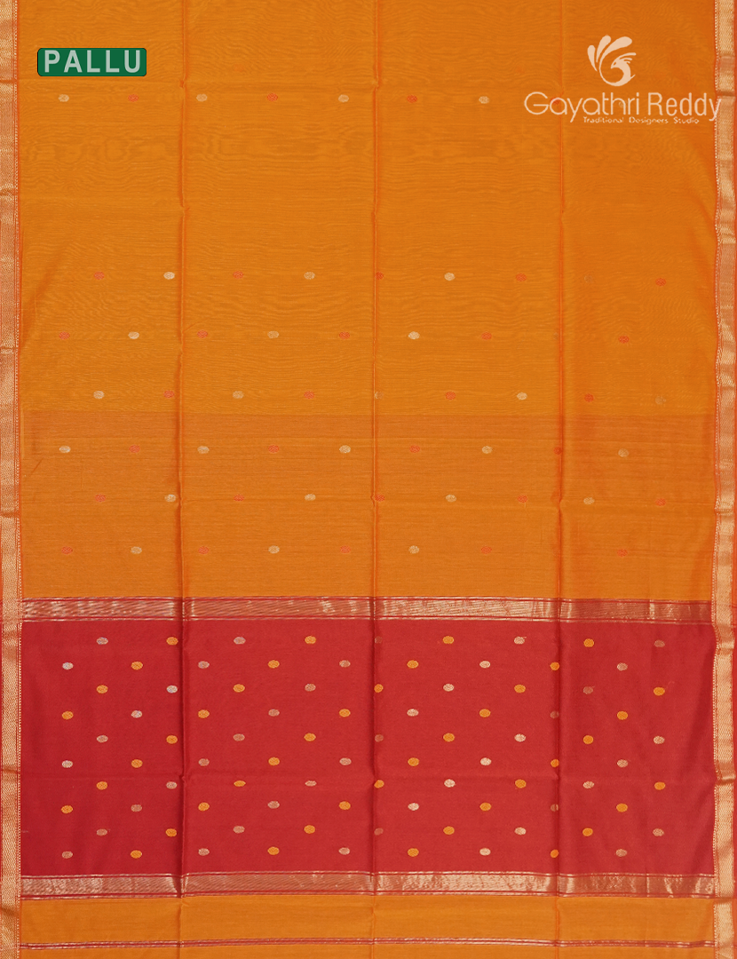 Pure Chanderi Sico Saree in Bright Orange  and Red