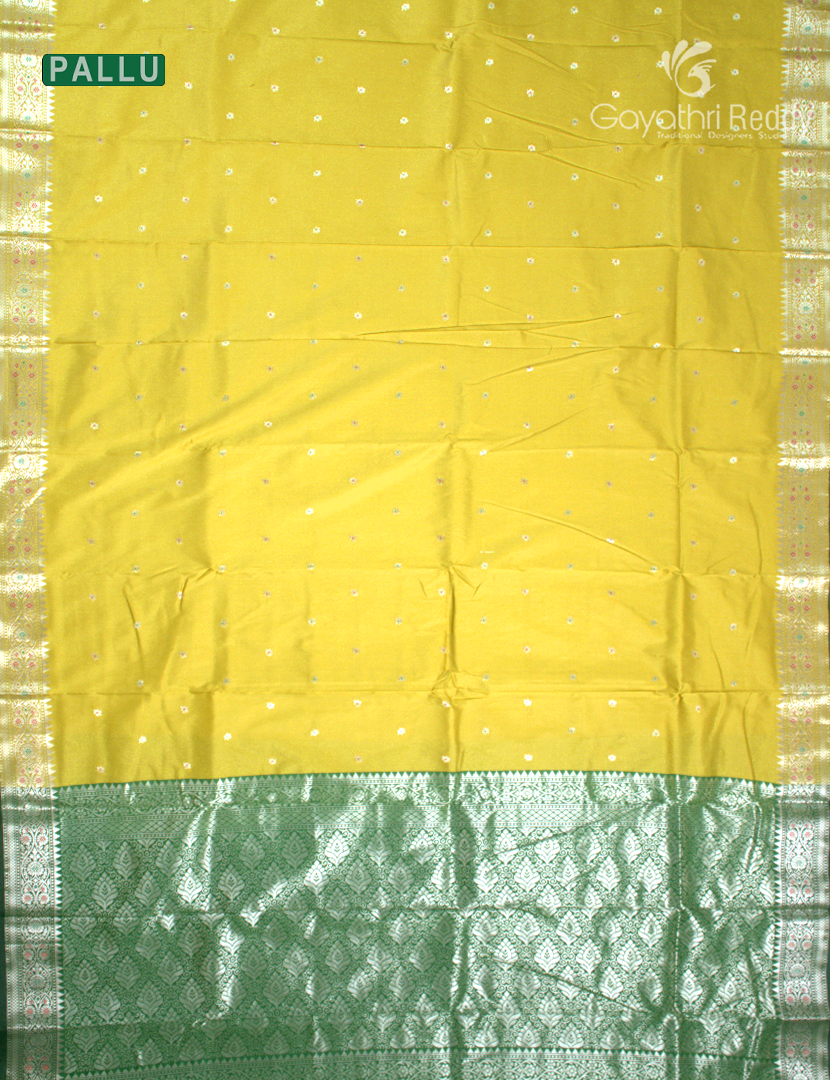 Semi Banaras Katan Silk Saree in Yellow