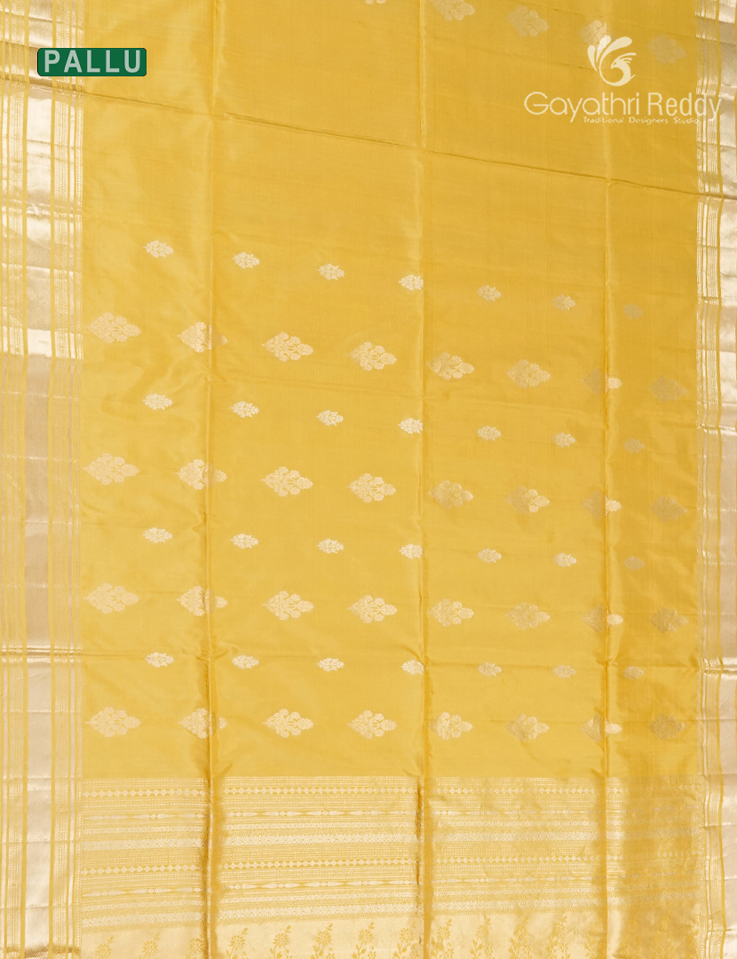 Pure Kanchipuram Silk Vintage Saree in Custard Yellow