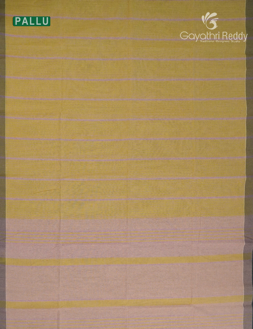 Pure Handloom Cotton Saree in Light mustard and Baby Pink