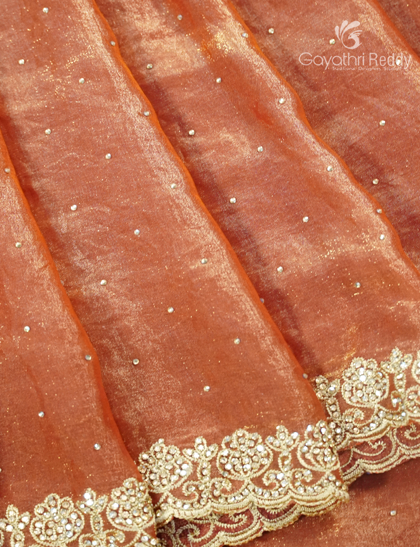 Tissue Fancy Saree in Pastel Peach
