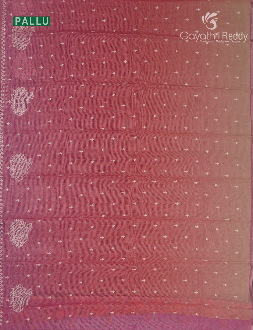 Silk Kota Saree in Orange and Peach Pink