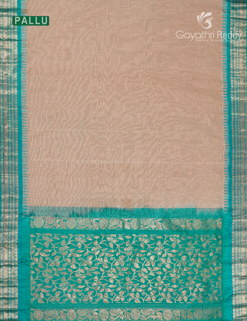 Pure Gadwal Cotton Saree in Beige and Rama Green