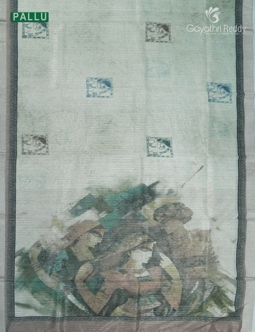 Pure Linen Saree in Cream
